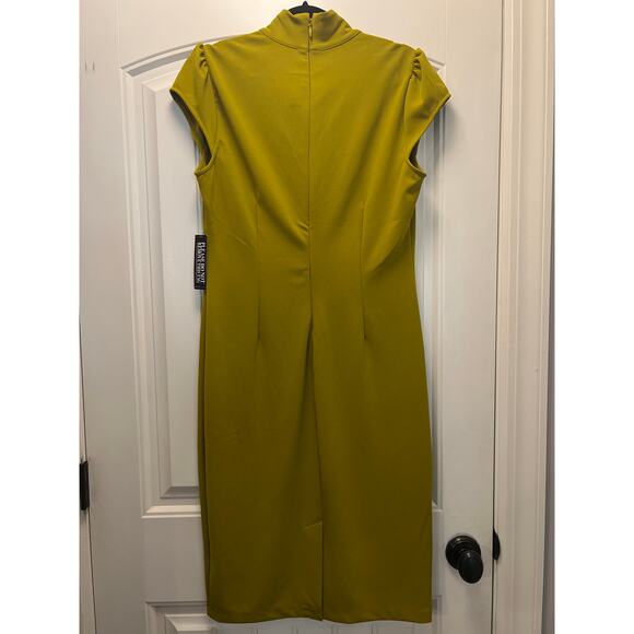 NWT NY & C Women’s Cap Sleeve Tie Neck Sheath Dress Office Career Size L Green - Picture 5 of 5